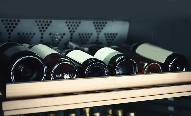 Wine bottles in cooler