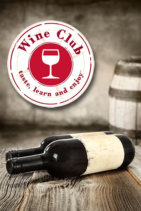 Wine Club logo with wine bottles